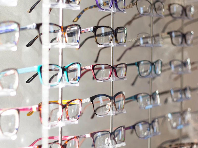 Vitrina con armazones de distintos colores y estilos